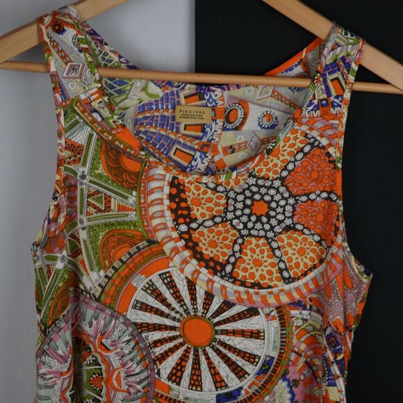 Colorful PIKO 1988 Rayon Women's Tank Top Size S/M Style T2235 Art to Wear - Picture 11 of 14
